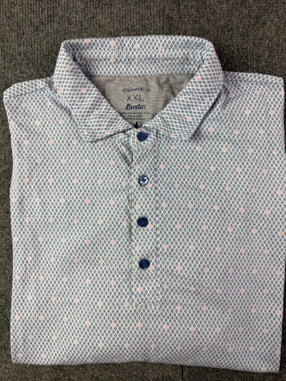 Johnnie-O Minster Mens Cotton Blend Short Sleeve Golf Polo Shirt Size XXL